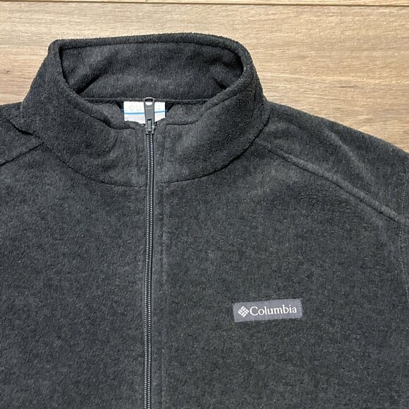 Men's Columbia Fleece Vest SZ XL Gray Full Zip Pockets Casual Logo - Picture 2 of 9